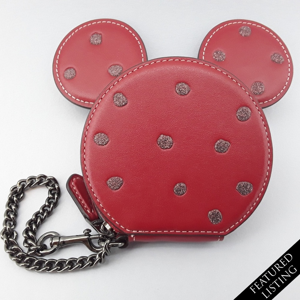 New Coach Disney Coin Purse Minnie Mouse Ears Red